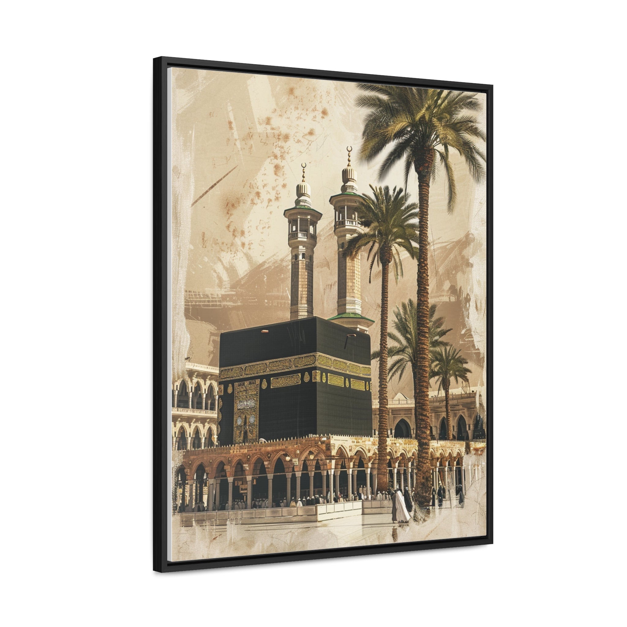 Makkah Vintage Kabah Palm Trees Canvas